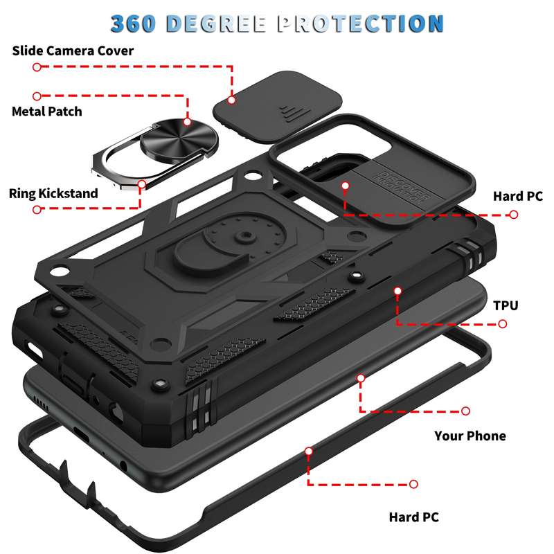 For Samsung Galaxy A52 Sliding Camera Cover Design TPU + PC Protective Case with 360 Degree Rotating