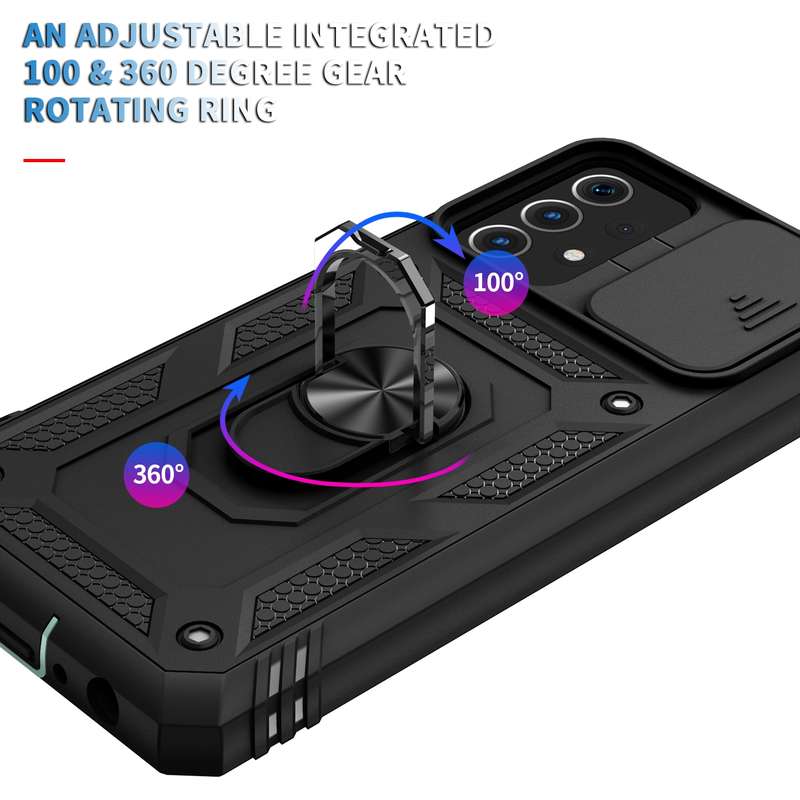 For Samsung Galaxy A52 Sliding Camera Cover Design TPU + PC Protective Case with 360 Degree Rotating
