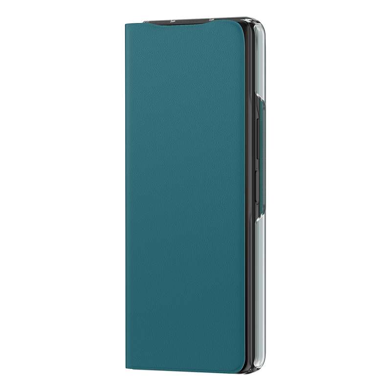 For Samsung Galaxy Z Fold3 5G Plain Leather Horizontal Flip Leather Case with Holder(Brown)