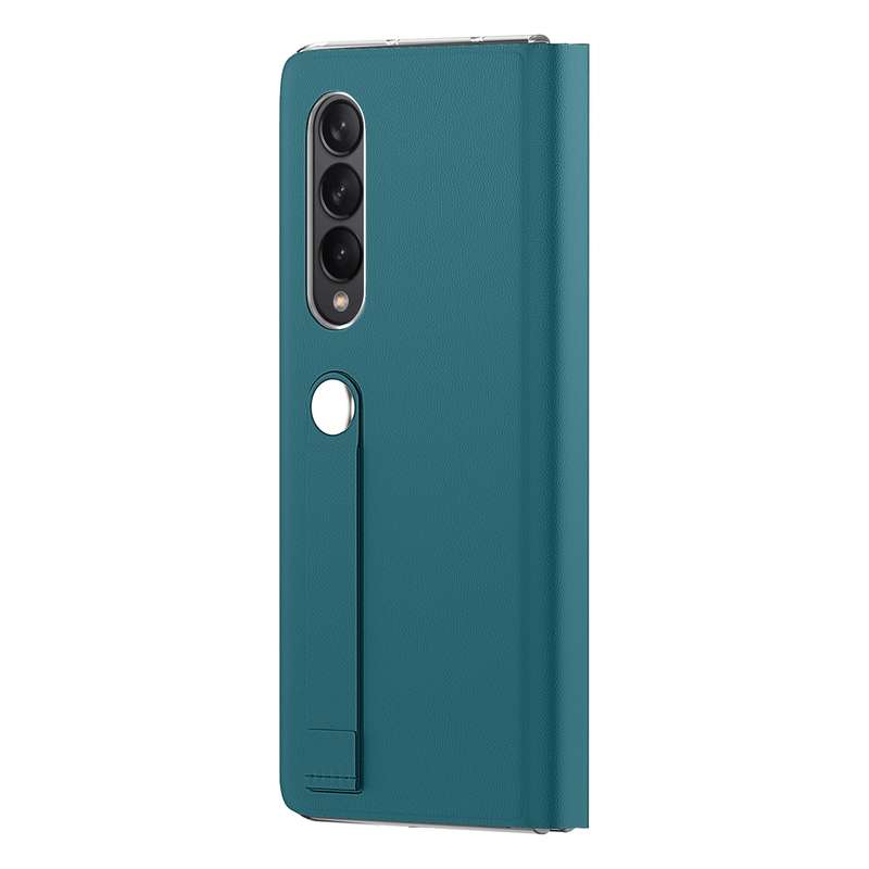 For Samsung Galaxy Z Fold3 5G Plain Leather Horizontal Flip Leather Case with Holder(Brown)