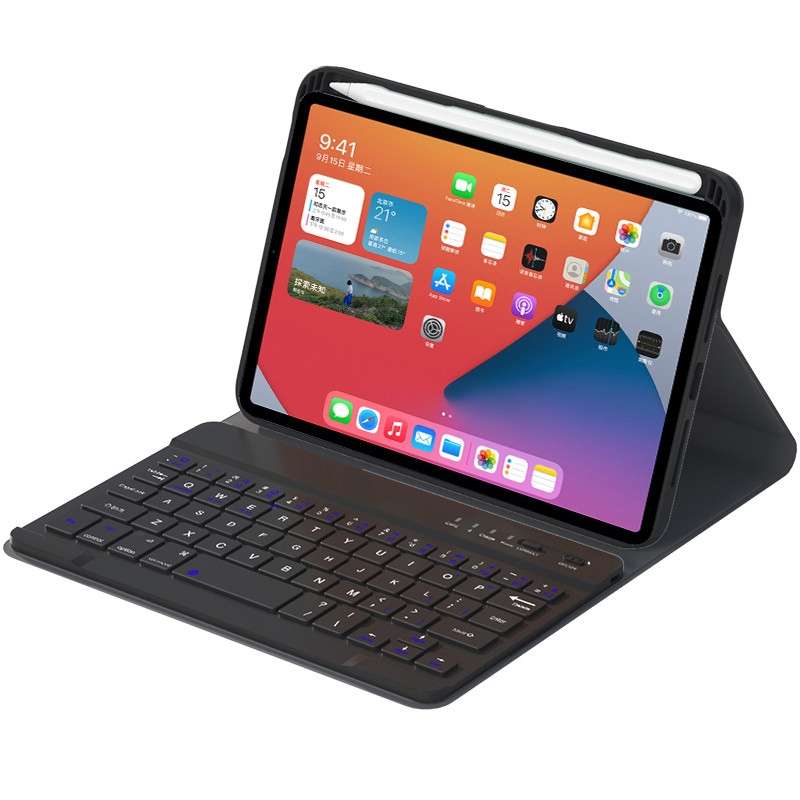 HK006 Square Keys Detachable Bluetooth Keyboard Leather Tablet Case with Holder for iPad mini 6(Ligh