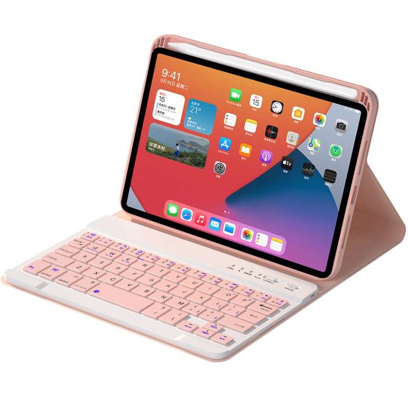HK006 Square Keys Detachable Bluetooth Keyboard Leather Tablet Case with Holder for iPad mini 6(Ligh