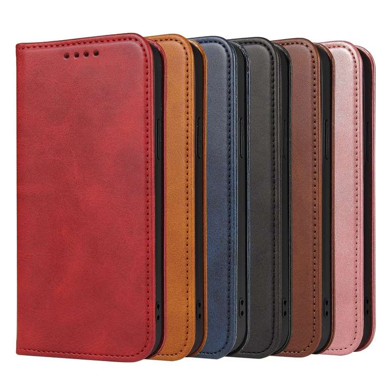 For Samsung Galaxy A50 Calf Texture Magnetic Horizontal Flip Leather Case with Holder & Card Slots &