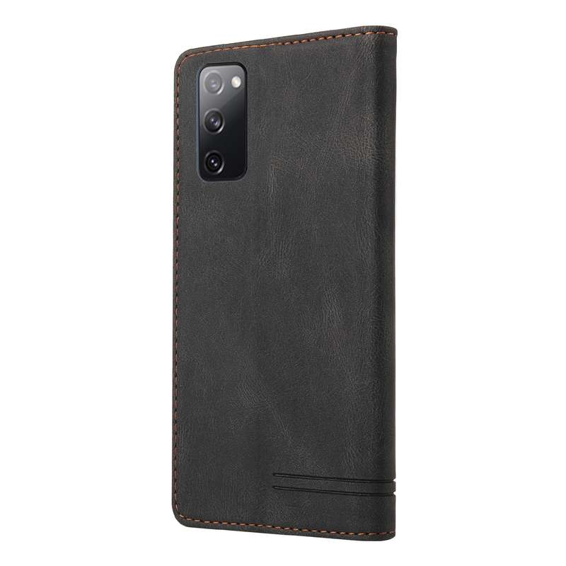 For Samsung Galaxy S20 FE Skin Feel Anti-theft Brush Horizontal Flip Leather Case with Holder & Card