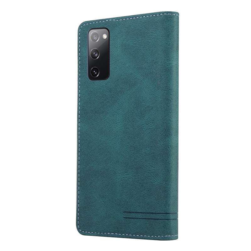 For Samsung Galaxy S20 FE Skin Feel Anti-theft Brush Horizontal Flip Leather Case with Holder & Card