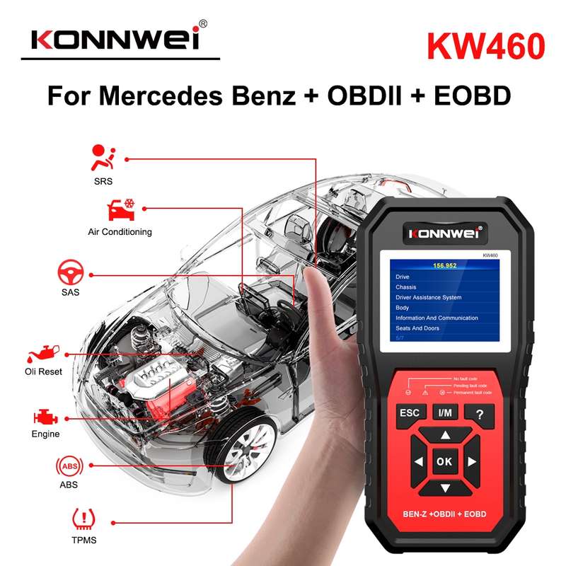 KONNWEI KW460 Car 2.8 inch 12V Lead-acid Battery Tester Fault Diagnosis Instrument