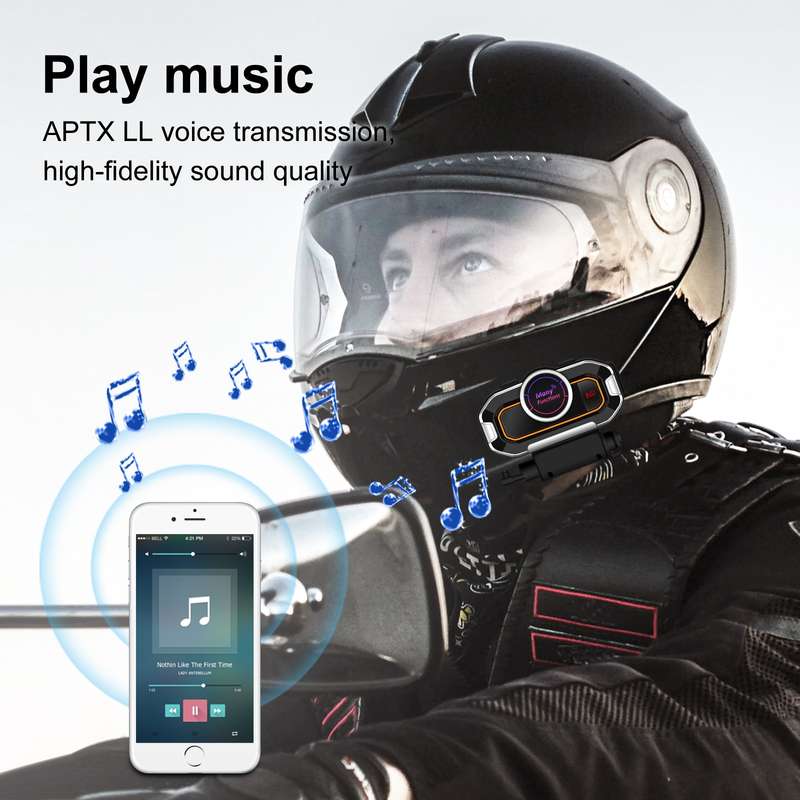 V9 Pro Motorcycle Helmet Bluetooth Walkie-talkie Support FM(Black)