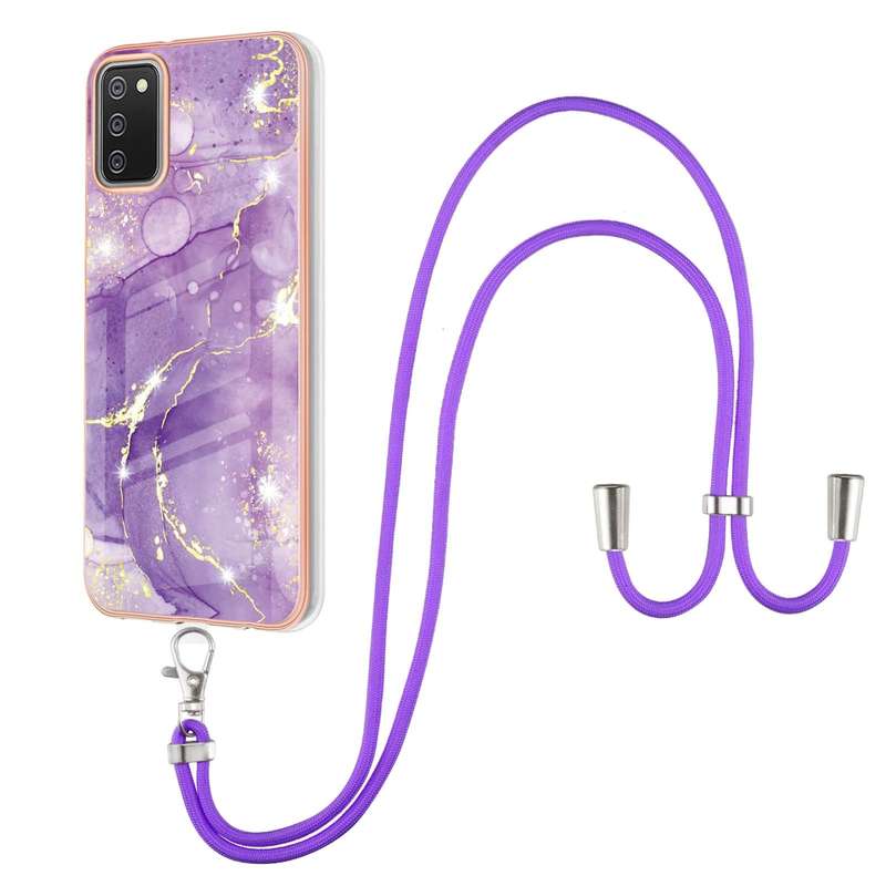 For Samsung Galaxy A02s EU Version 164mm Electroplating Marble Pattern IMD TPU Shockproof Case with