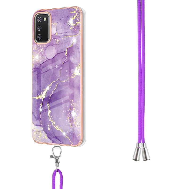 For Samsung Galaxy A02s EU Version 164mm Electroplating Marble Pattern IMD TPU Shockproof Case with