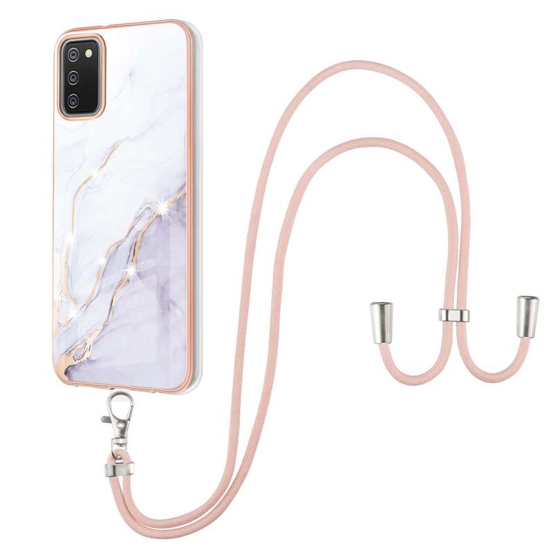 For Samsung Galaxy A02s EU Version 164mm Electroplating Marble Pattern IMD TPU Shockproof Case with