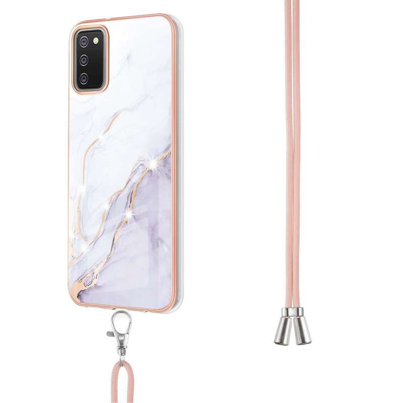 For Samsung Galaxy A02s EU Version 164mm Electroplating Marble Pattern IMD TPU Shockproof Case with