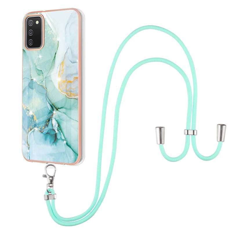 For Samsung Galaxy A02s EU Version 164mm Electroplating Marble Pattern IMD TPU Shockproof Case with