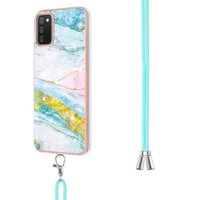 For Samsung Galaxy A02s EU Version 164mm Electroplating Marble Pattern IMD TPU Shockproof Case with