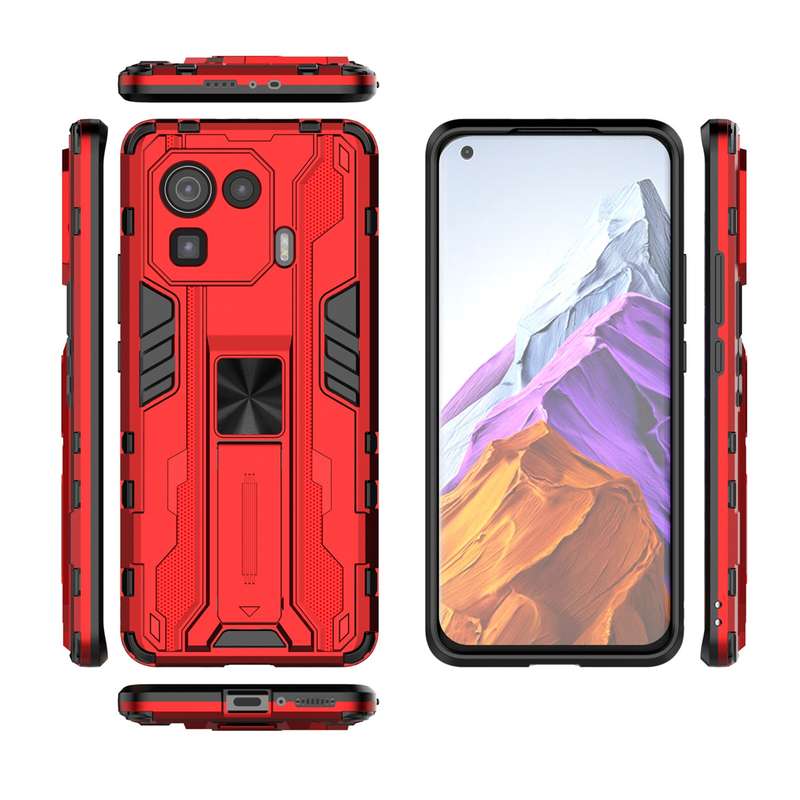 For Xiaomi Mi 11 Pro Supersonic PC + TPU Shock-proof Protective Case with Holder(Red)