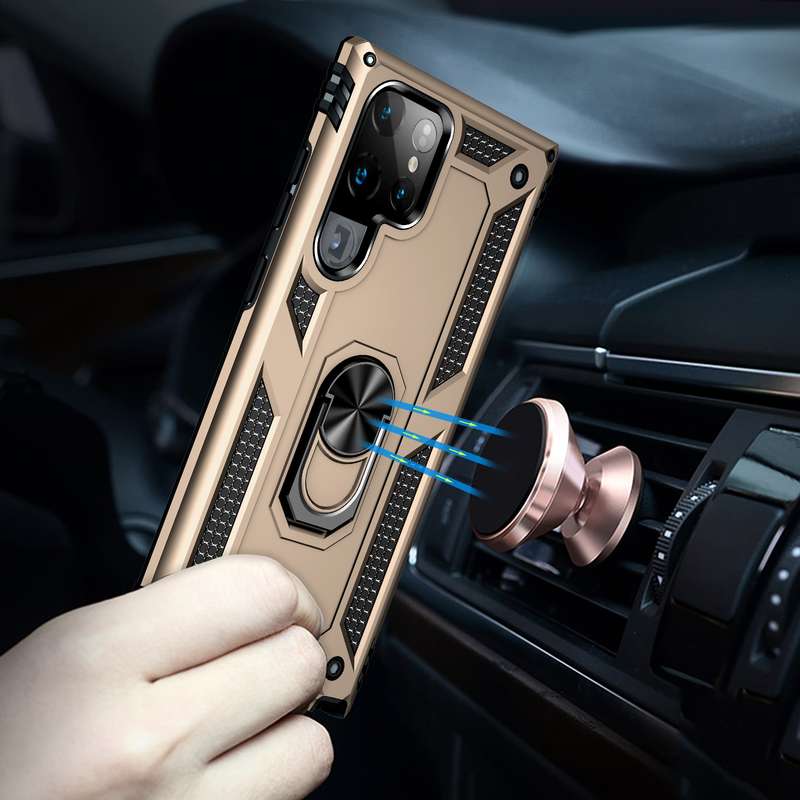 For Samaung Galaxy S22 Ultra 5G Shockproof TPU + PC Protective Case with 360 Degree Rotating Holder(