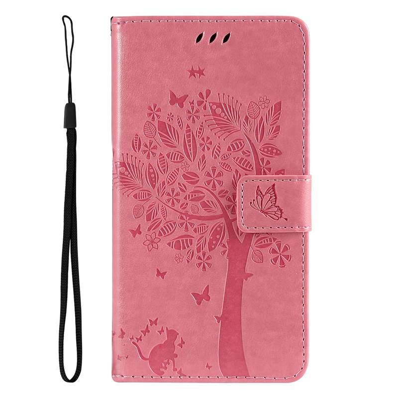 For vivo Y21/Y21s/Y33s Tree & Cat Embossing Pattern Horizontal Flip PU Leather Case with Holder & Ca