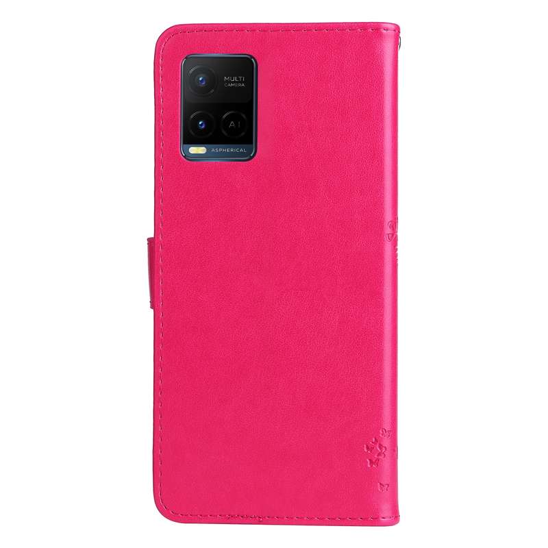 For vivo Y21/Y21s/Y33s Tree & Cat Embossing Pattern Horizontal Flip PU Leather Case with Holder & Ca