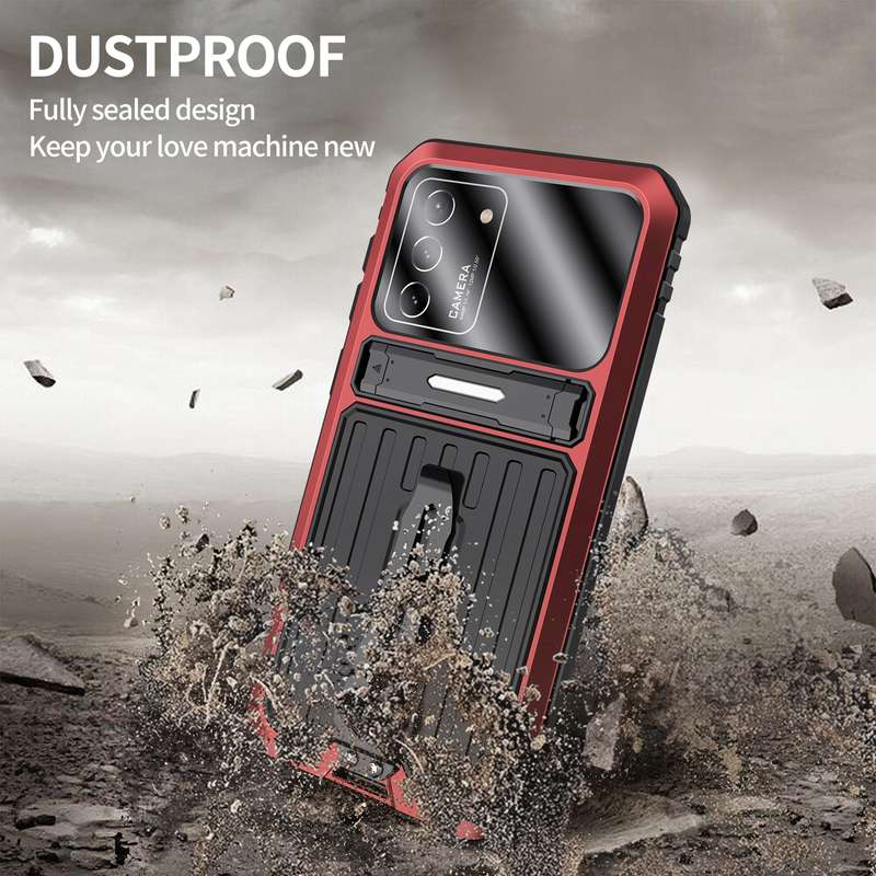 For Samsung Galaxy S21 5G Armor Shockproof Splash-proof Dust-proof Phone Case with Holder(Camouflage