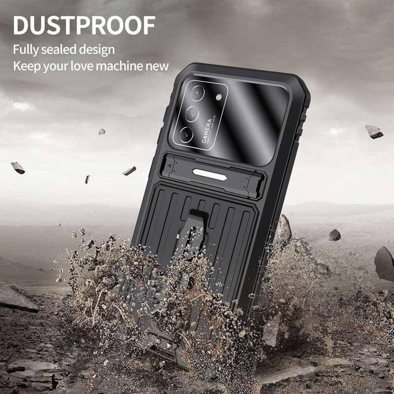 For Samsung Galaxy S21 5G Armor Shockproof Splash-proof Dust-proof Phone Case with Holder(Camouflage