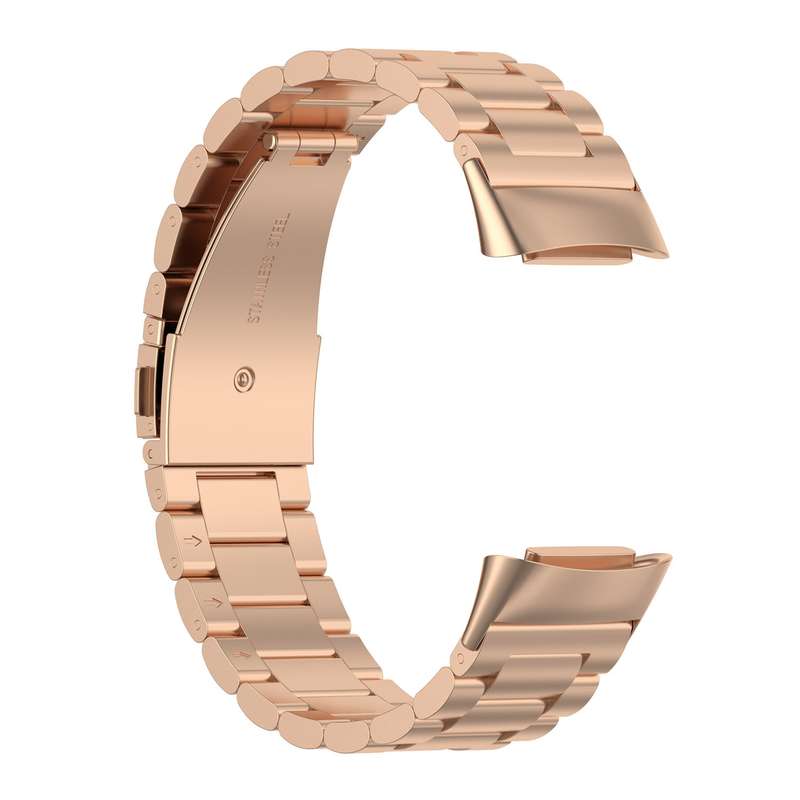 For Fitbit Charge 5 Three-bead Stainless Steel Watch Band(Gold)
