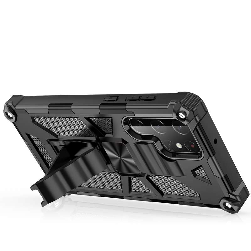 For Samsung Galaxy S22 Ultra 5G Armor Shockproof TPU + PC Magnetic Protective Phone Case with Holder