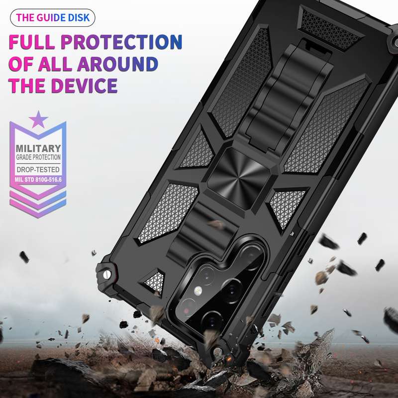For Samsung Galaxy S22 Ultra 5G Armor Shockproof TPU + PC Magnetic Protective Phone Case with Holder