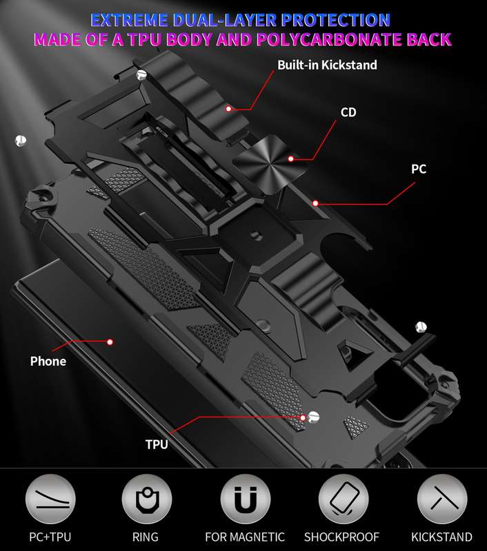 For Samsung Galaxy S22 Ultra 5G Armor Shockproof TPU + PC Magnetic Protective Phone Case with Holder