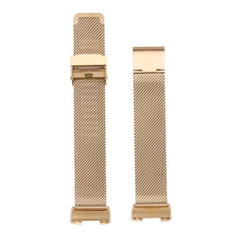 For Fitbit Charge 4 Double Insurance Buckle Milanese Watch Band(Gold)