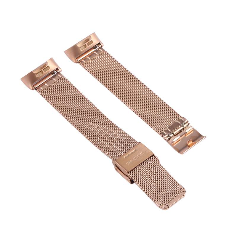 For Fitbit Charge 4 Double Insurance Buckle Milanese Watch Band(Gold)