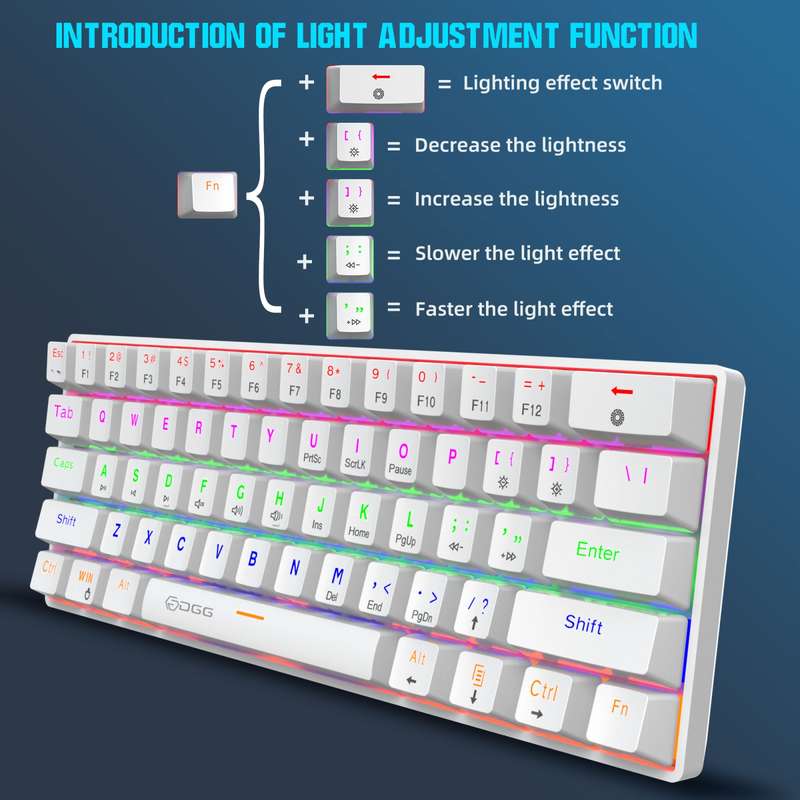 HXSJ V900 61 Keys Cool Lighting Effect Mechanical Wired Keyboard(White)