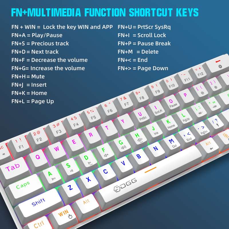 HXSJ V900 61 Keys Cool Lighting Effect Mechanical Wired Keyboard(White)