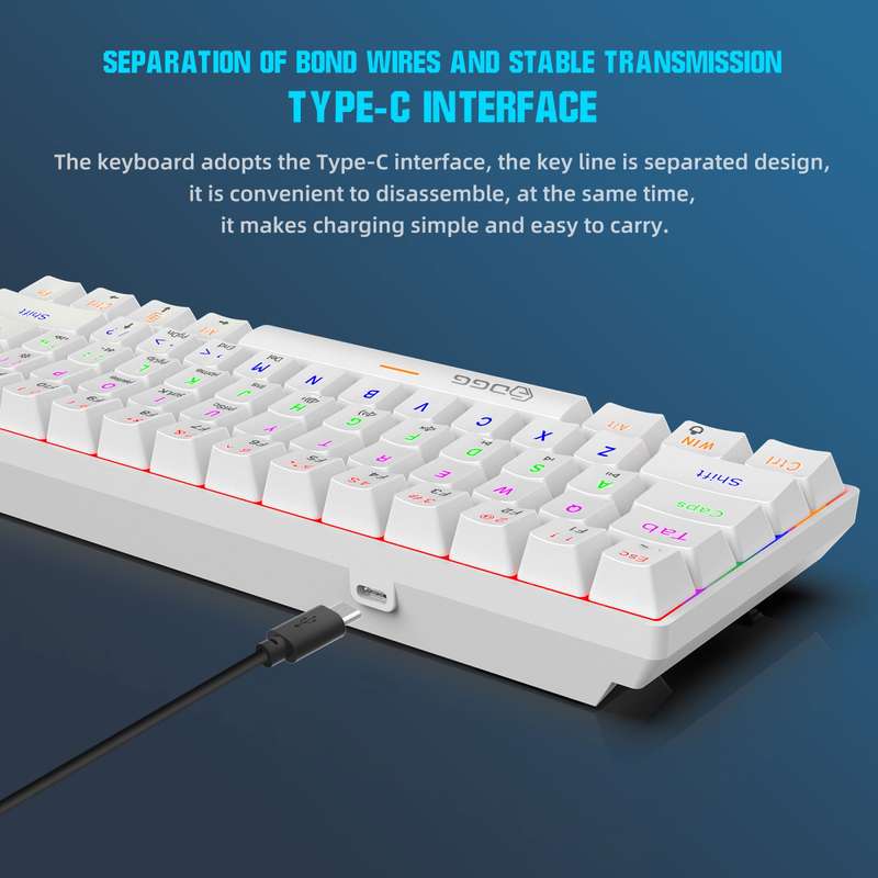 HXSJ V900 61 Keys Cool Lighting Effect Mechanical Wired Keyboard(White)