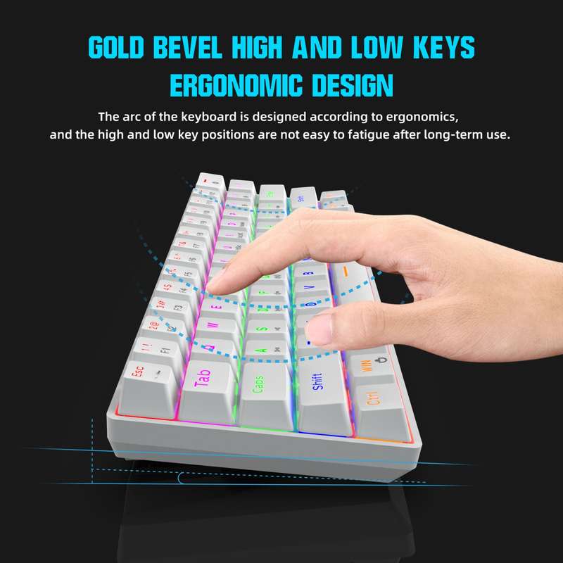 HXSJ V900 61 Keys Cool Lighting Effect Mechanical Wired Keyboard(White)