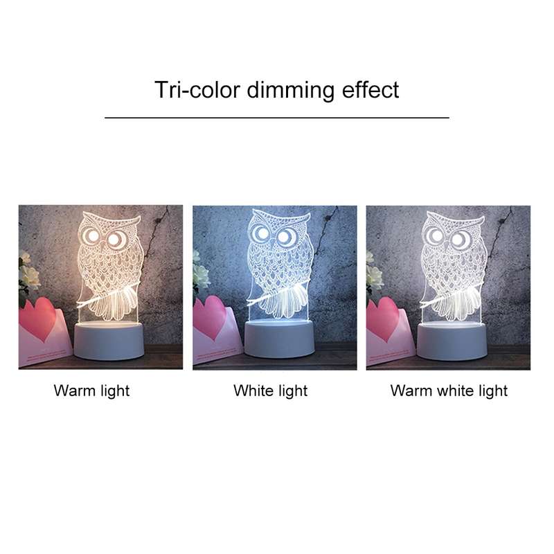 White Base Creative 3D Tricolor LED Decorative Night Light, Plug Version, Shape:Castle in the Sky(Wh