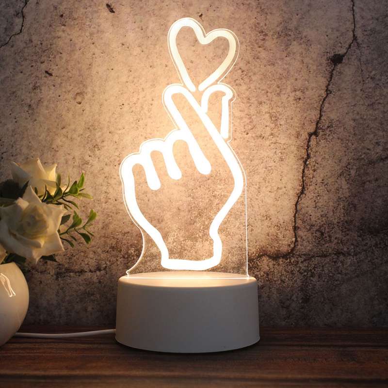 White Base Creative 3D Tricolor LED Decorative Night Light, Button Plug Version, Shape:Heart(White-W
