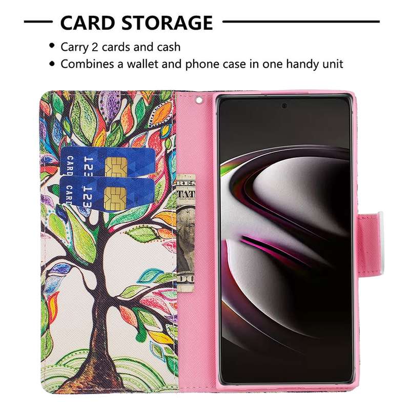 For Samsung Galaxy S22 Ultra 5G Colored Drawing Pattern Horizontal Flip Phone Leather Case with Hold