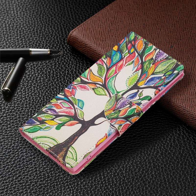For Samsung Galaxy S22 Ultra 5G Colored Drawing Pattern Horizontal Flip Phone Leather Case with Hold