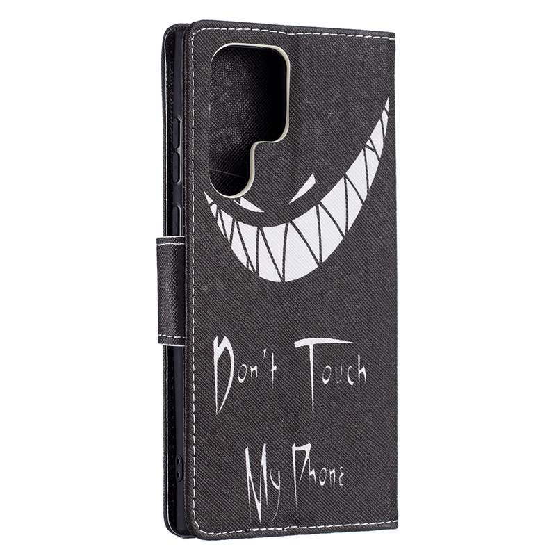 For Samsung Galaxy S22 Ultra 5G Colored Drawing Pattern Horizontal Flip Phone Leather Case with Hold