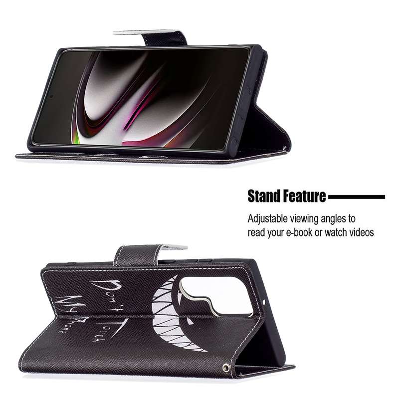 For Samsung Galaxy S22 Ultra 5G Colored Drawing Pattern Horizontal Flip Phone Leather Case with Hold