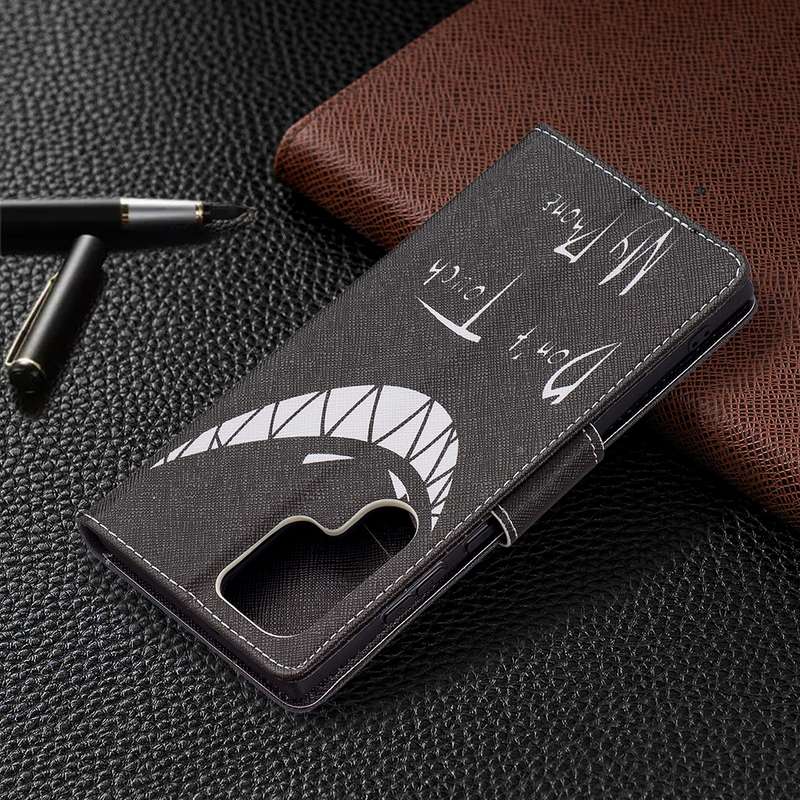 For Samsung Galaxy S22 Ultra 5G Colored Drawing Pattern Horizontal Flip Phone Leather Case with Hold