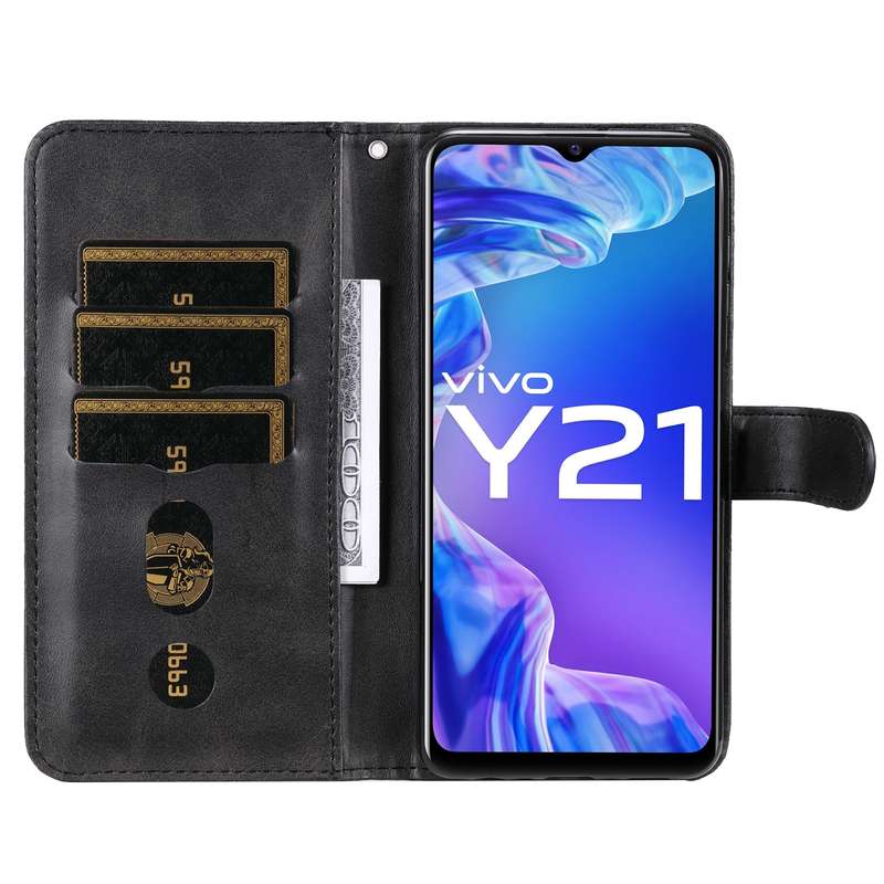 For vivo Y21 / Y21S / Y33S Fashion Calf Texture Zipper Horizontal Flip Leather Phone Case(Black)