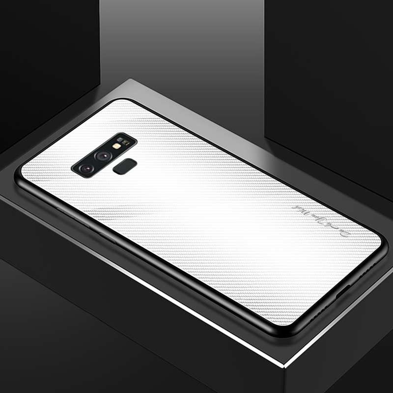 For Galaxy Note 9 Texture Gradient Glass Protective Case(Rose Red)