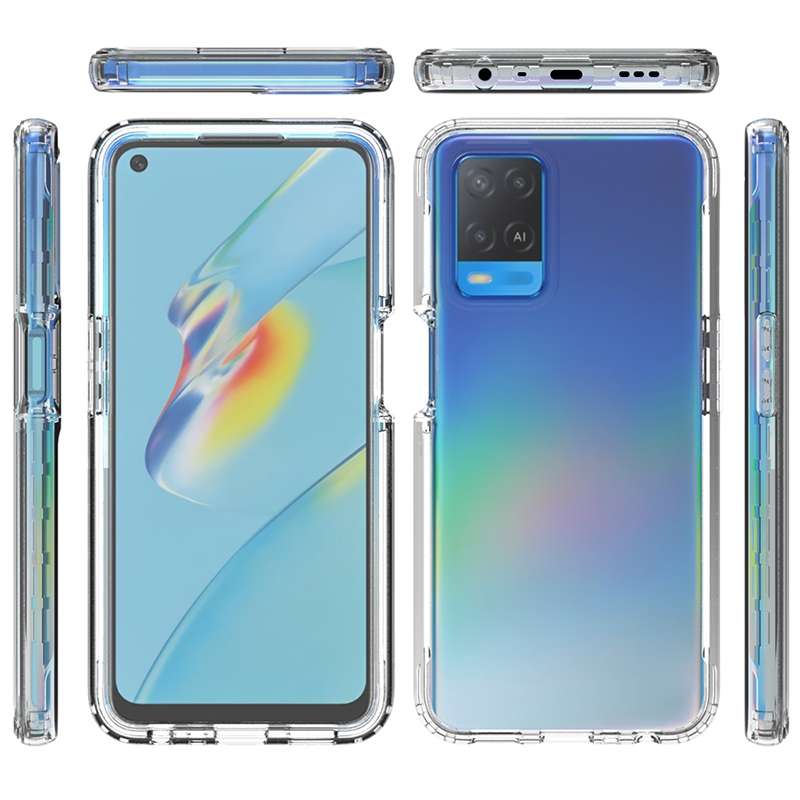 For OPPO A54 4G Shockproof High Transparency Two-color Gradual Change PC+TPU Candy Colors Phone Prot