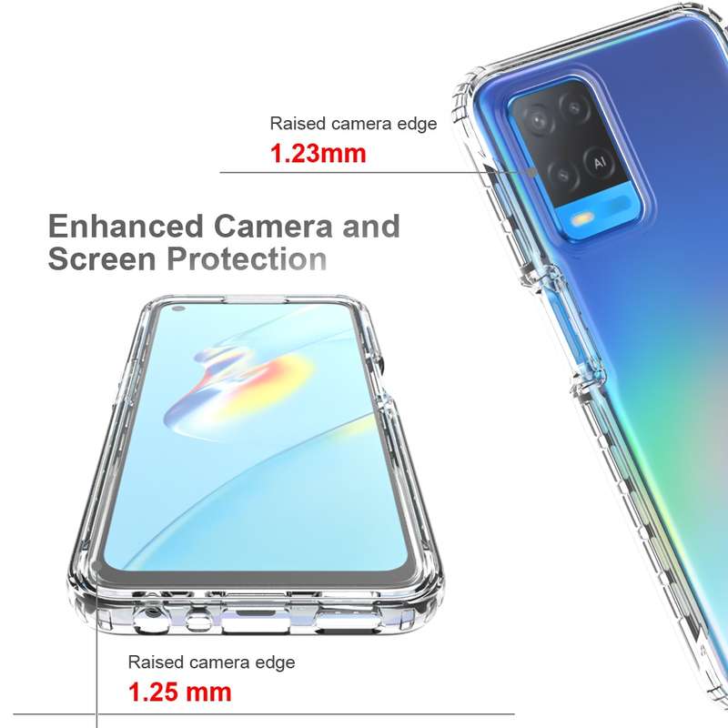 For OPPO A54 4G Shockproof High Transparency Two-color Gradual Change PC+TPU Candy Colors Phone Prot