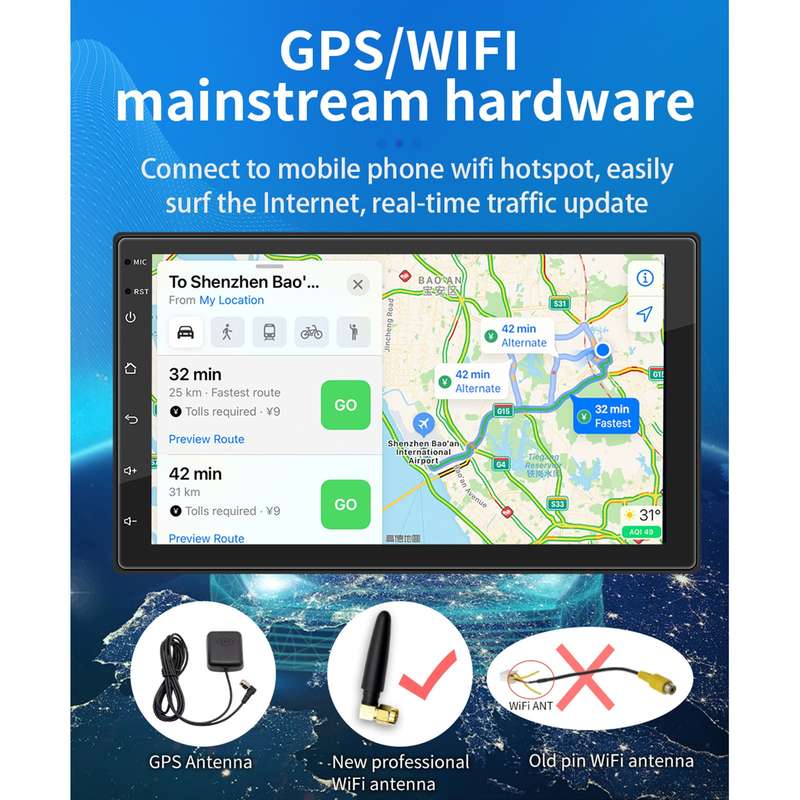 S-072A 7 inch IPS Screen Car Android Player GPS Navigation Bluetooth Touch Radio, Support Mirror Lin