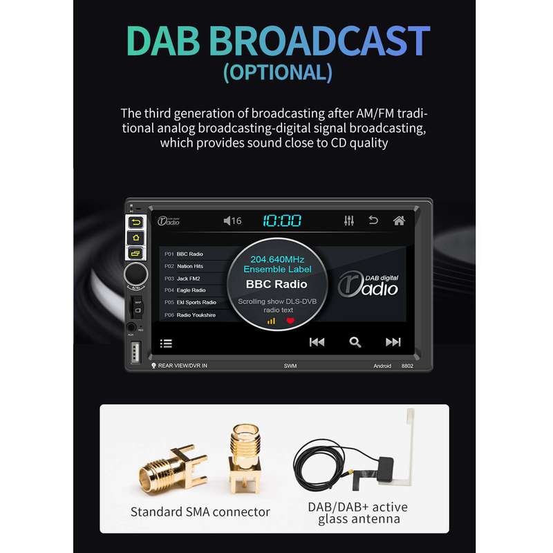 S-8802C 7 inch IPS Screen Car Android Player GPS Navigation Bluetooth Touch FM Radio CarPlay, Suppor