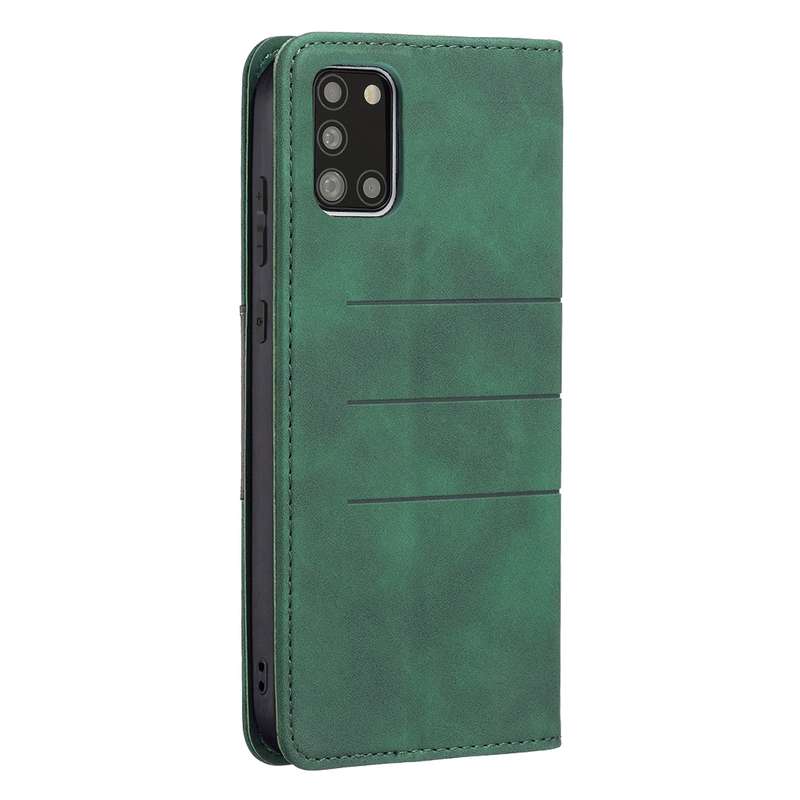 For Samsung Galaxy A31 Magnetic Splicing Leather Phone Case(Green)