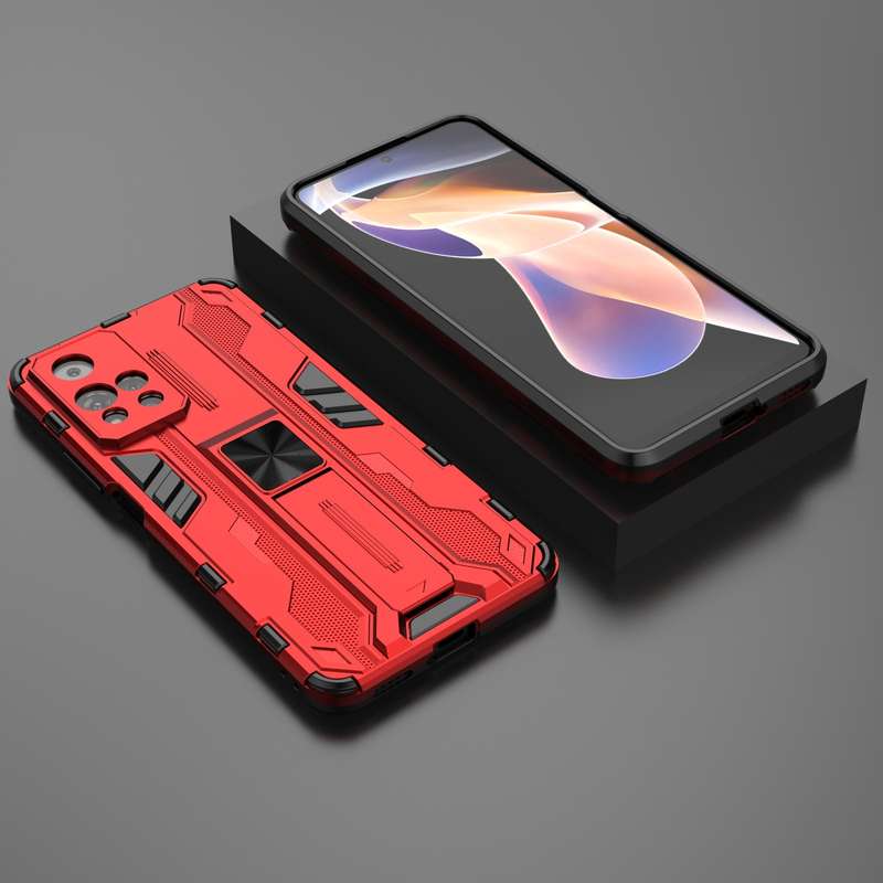 For Xiaomi Redmi Note 11 Pro Supersonic PC + TPU Shock-proof Phone Case with Holder(Silver)