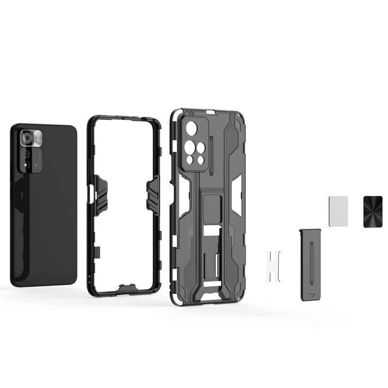 For Xiaomi Redmi Note 11 Pro Supersonic PC + TPU Shock-proof Phone Case with Holder(Silver)