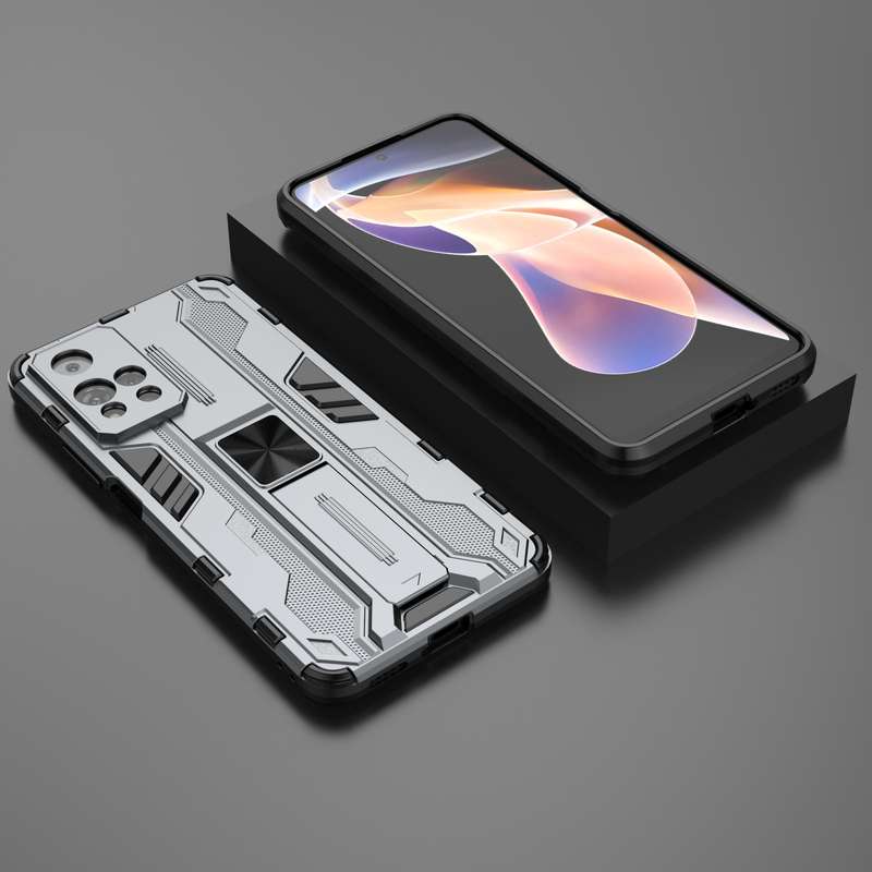 For Xiaomi Redmi Note 11 Pro Supersonic PC + TPU Shock-proof Phone Case with Holder(Silver)